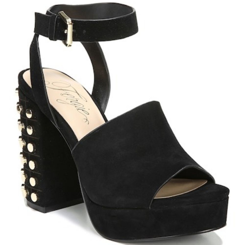 Fergie NWT Studded Black Suede Sandals